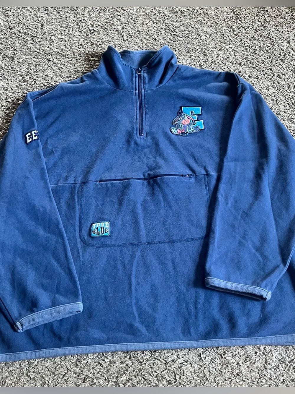 Vintage Disney Eeyore Blue Women's Quarter Zip Pullover XL Pooh Disney World